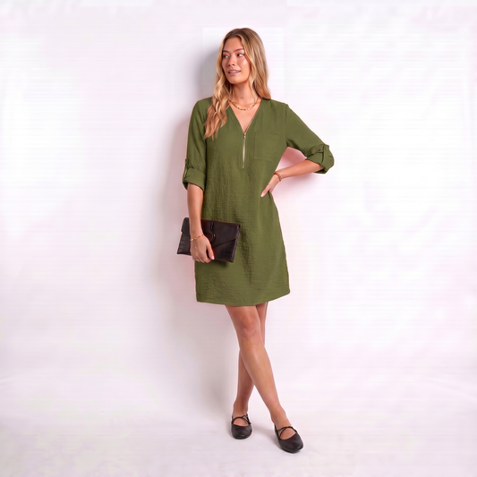 Malia | Texturiertes Sommerkleid mit Reißverschluss