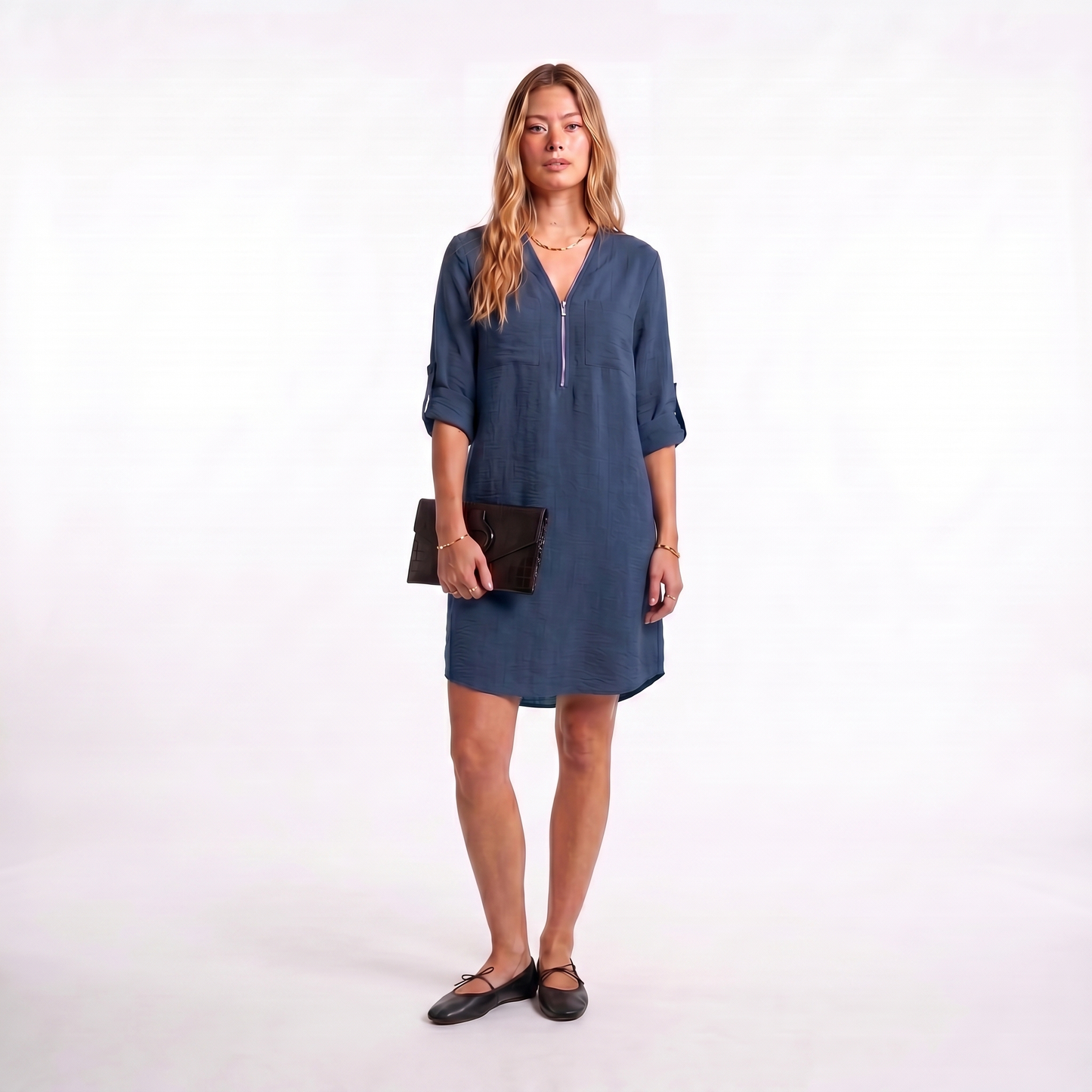Malia | Texturiertes Sommerkleid mit Reißverschluss