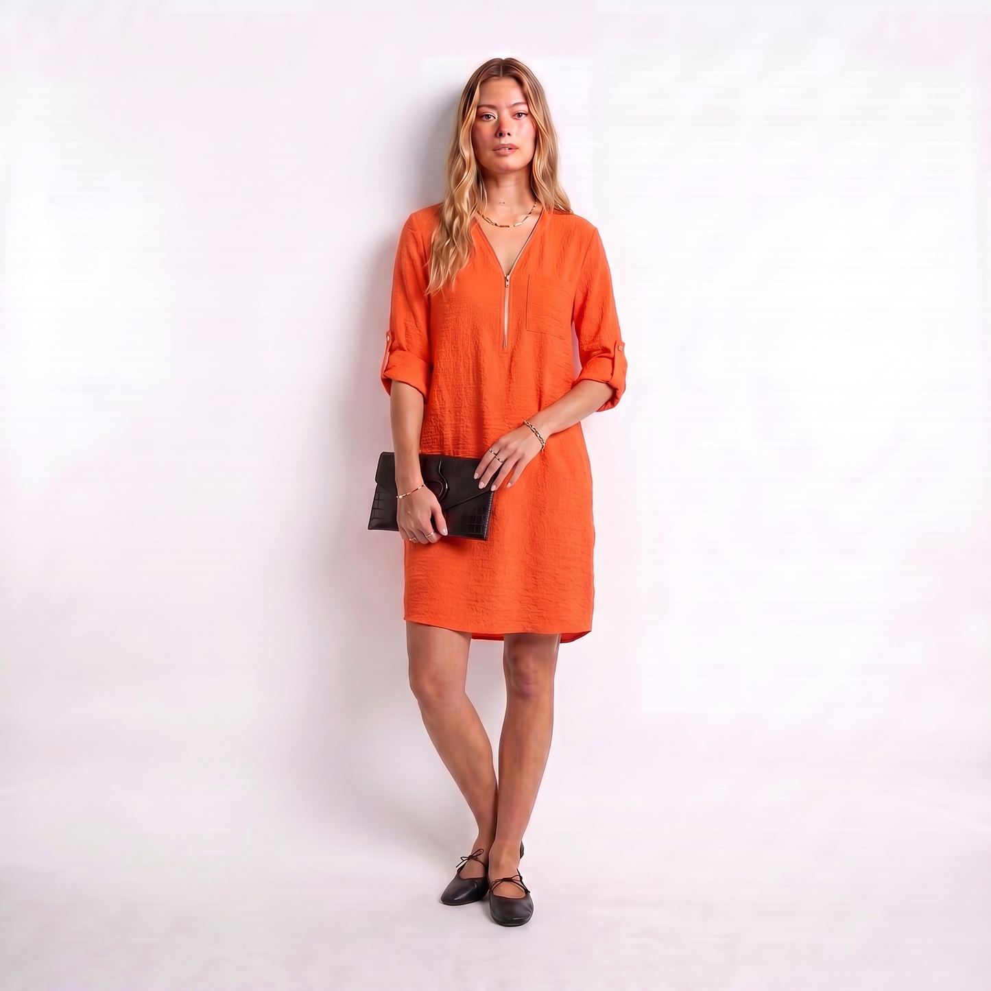 Malia | Texturiertes Sommerkleid mit Reißverschluss